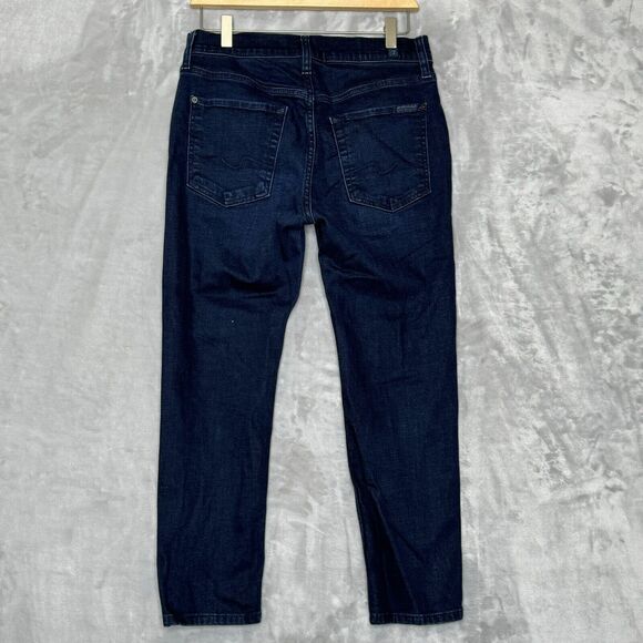 7 For All Mankind Austyn Crop Jean Women 29 Dark Wash Stretch Slim Leg Logo - Picture 2 of 11